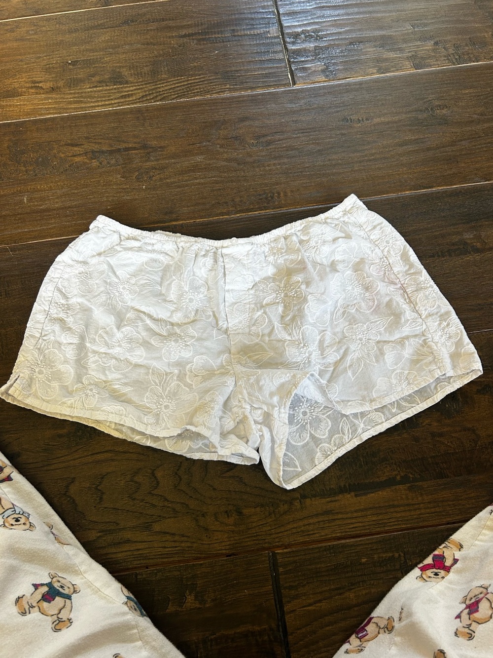 aerie White Floral Eyelet Shorts